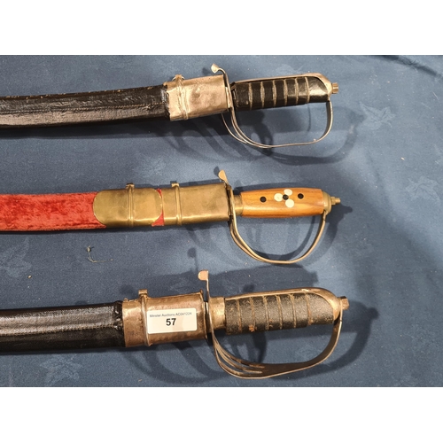 57 - Three Indian Swords and Scabbards. (R2)