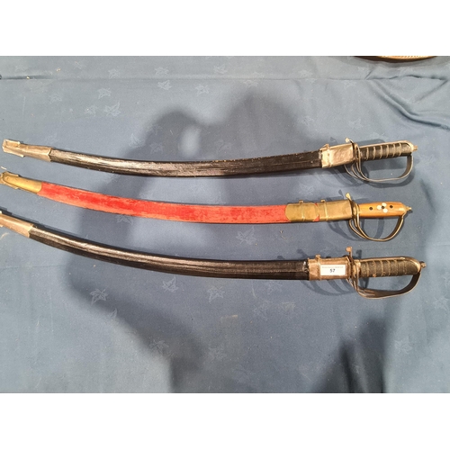 57 - Three Indian Swords and Scabbards. (R2)