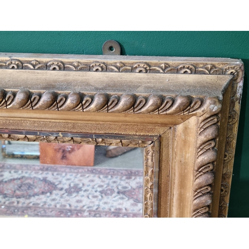 672 - A gilt framed Wall Mirror with gadrooned edge, 4ft x 3ft 1in A/F (R11)