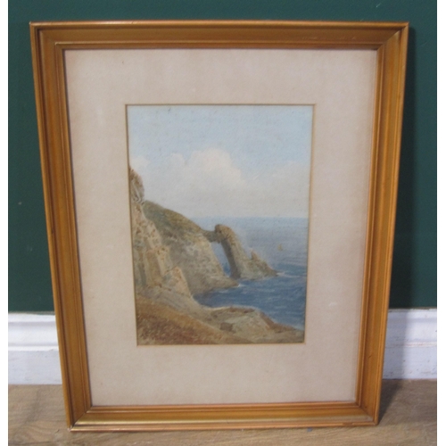 674 - ENGLISH SCHOOL . A Coastal view with Lighthouse, watercolour, 14 x 18 in, and one other watercolour ... 