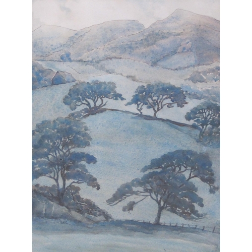 681 - CECILY WILLIAMS-ELLIS. Upland Valley, watercolour,  inscribed as title on the reverse,; a watercolou... 