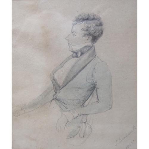 682 - S.WOODCOCK. Portrait of a Gentleman, signed and dated 1843, pencil and watercolour,; together with a... 