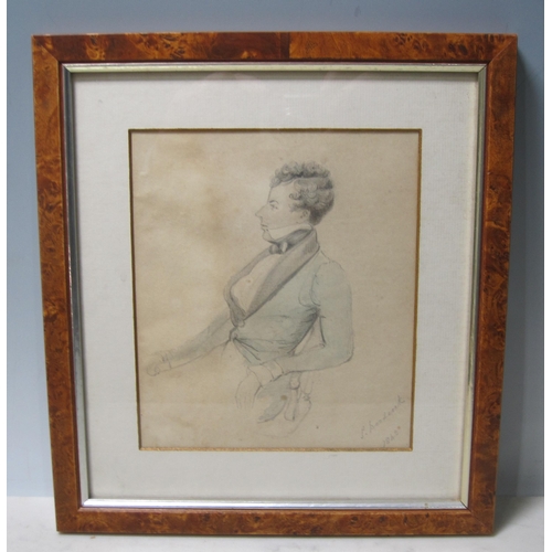 682 - S.WOODCOCK. Portrait of a Gentleman, signed and dated 1843, pencil and watercolour,; together with a... 