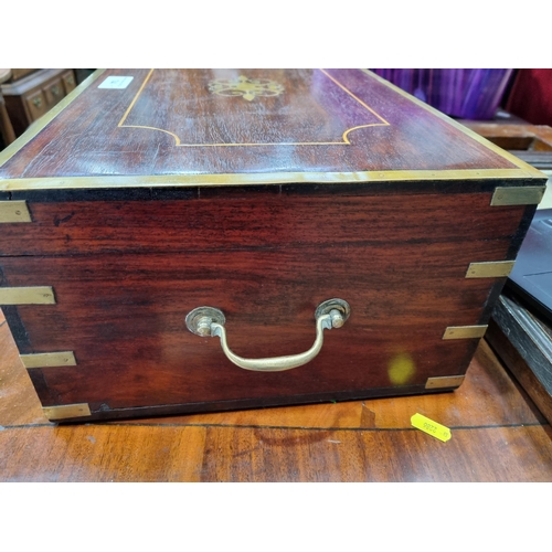 744 - A 19th Century Anglo-Indian brass bound Storage Box with multiple interior compartments mounted with... 