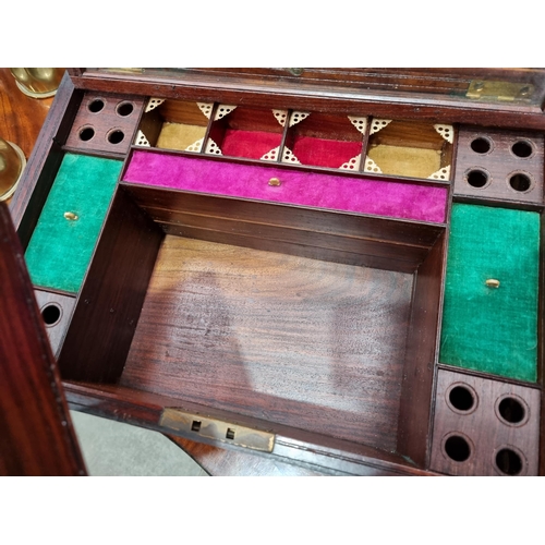 744 - A 19th Century Anglo-Indian brass bound Storage Box with multiple interior compartments mounted with... 