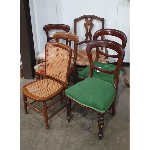 756 - A pair of Victorian Dining Chairs on reeded tapering supports, another pair of Victorian Dining Chai... 