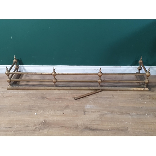 763 - A Victorian brass Fire Curb with turned rails, 4ft 7in W, (R8)