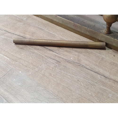 763 - A Victorian brass Fire Curb with turned rails, 4ft 7in W, (R8)