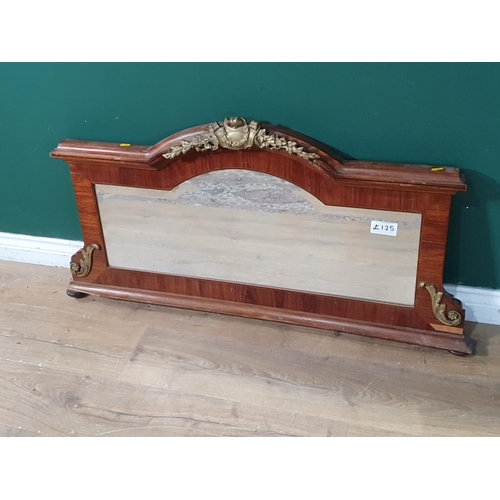 780 - A mahogany Overmantle Mirror, the arched top with gilt metal mount, 3ft 6in W, (R9)