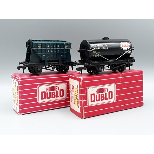 1040 - A boxed Hornby Dublo Export 4880 black 'Esso' Tanker and a boxed 4827 Salt Wagon, both unused in min... 