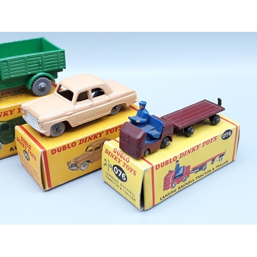 1044 - Three boxed Dublo Dinky Toys including 076 Bagnall, 064 Austin Lorry and 061 Ford Prefect, all M, bo... 