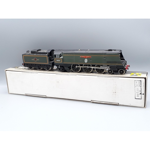 1052 - A boxed Wrenn W2265 'Winston Churchill' Battle of Britain Class Locomotive, Nr M, driving wheels and... 