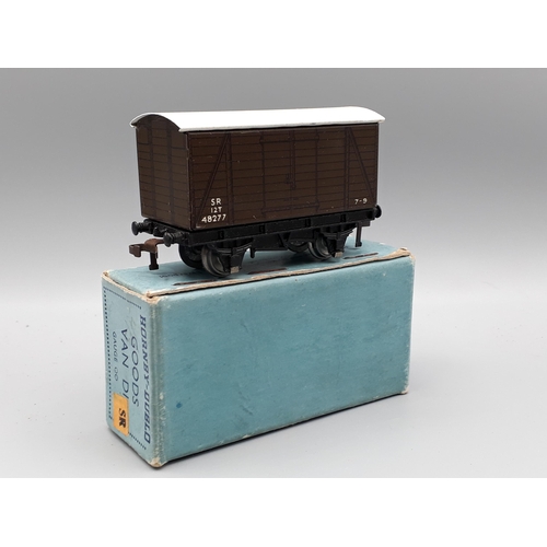 1056 - A boxed Hornby Dublo D1 SR Goods Wagon, M, pale blue box Ex plus, 9/48 box