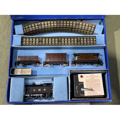 1057 - A boxed Hornby Dublo EDG7 LMS Goods Set, M, Royal Scot version comes with lightly run locomotive, no... 