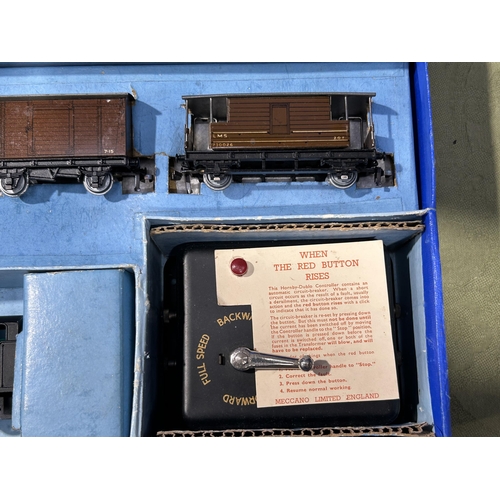 1057 - A boxed Hornby Dublo EDG7 LMS Goods Set, M, Royal Scot version comes with lightly run locomotive, no... 