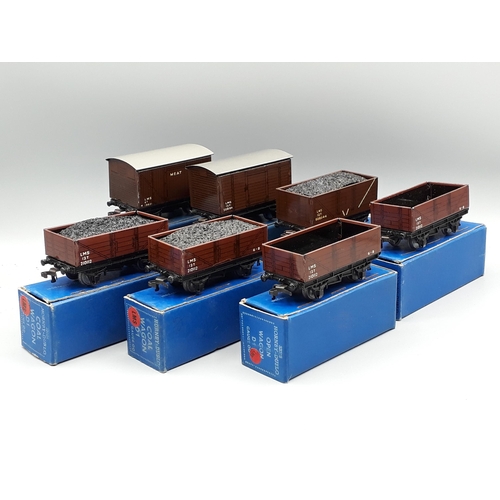 1058 - Seven Hornby Dublo boxed LMS Wagons, all Nr M-M, including High-sided Coal, Meat, Goods, 2x Standard... 