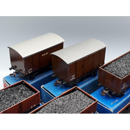 1058 - Seven Hornby Dublo boxed LMS Wagons, all Nr M-M, including High-sided Coal, Meat, Goods, 2x Standard... 