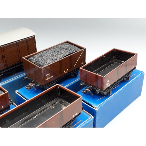 1058 - Seven Hornby Dublo boxed LMS Wagons, all Nr M-M, including High-sided Coal, Meat, Goods, 2x Standard... 