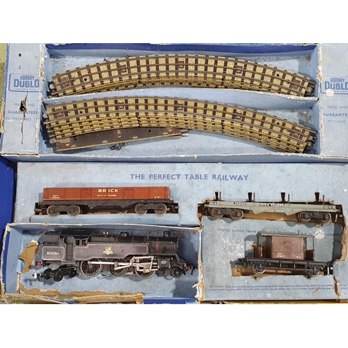 1163 - A boxed Hornby Dublo EDG17 Tank Goods Set, contents G, box VP, a boxed EDG18 2-6-4T Goods Set, conte... 