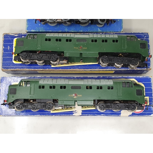 1181 - Two boxed Hornby Dublo 3232 Co-Co diesel Locomotives and a boxed EDL17 gloss 0-6-2T, F-G, boxes P-G