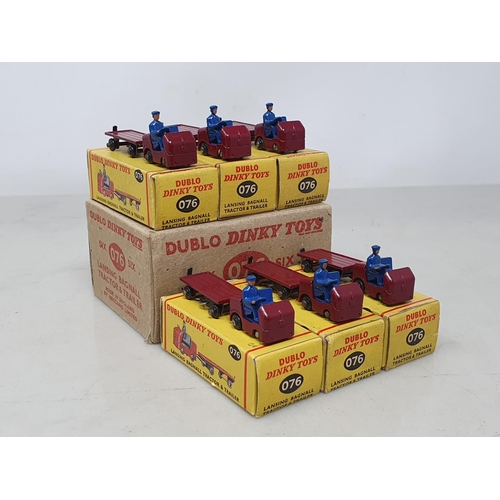 1189 - A Dublo Dinky Toys Trade Box containing six boxed 076 Lansing Bagnall Tractors and Trailers, Nr M, b... 