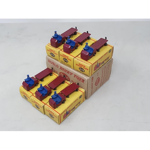 1189 - A Dublo Dinky Toys Trade Box containing six boxed 076 Lansing Bagnall Tractors and Trailers, Nr M, b... 