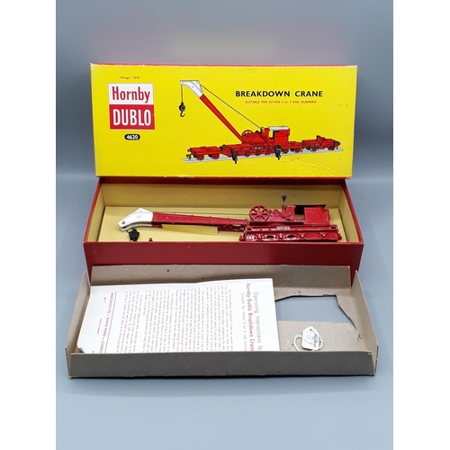 1198 - A boxed Hornby Dublo 4620 Breakdown Crane with plastic couplings in yellow faced picture box, M, app... 