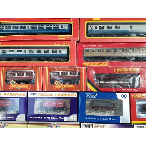 1221 - Six assorted boxed Hornby 00 gauge Coaches and fifteen boxed Hornby, Dapol and Oxford Rail Wagons