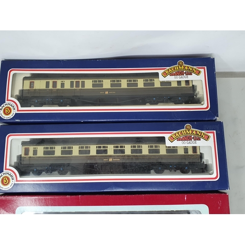 1227 - Two boxed Bachmann 00 gauge G.W.R. Collett Coaches, two boxed Dapol 'Cornish Riviera' Coaches and a ... 