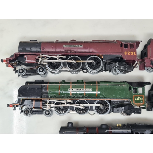 1232 - Three unboxed Hornby Dublo 3-rail Locomotives including 'Duchess of Montrose' in gloss livery, 'Duch... 