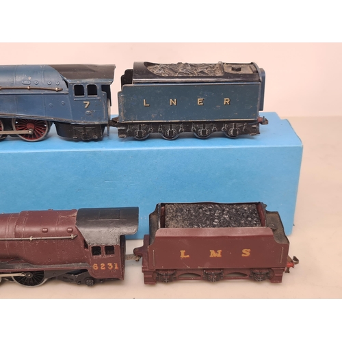 1233 - Two unboxed Hornby Dublo 3-rail Locomotives including A4 'Sir Nigel Gresley' in reproduction pre-war... 