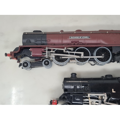 1234 - An unboxed Hornby Dublo 3-rail 'Duchess of Atholl' and two repainted 2-6-4T Locomotives in LMS black... 