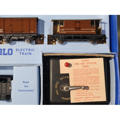 1239 - A boxed Hornby Dublo EDG7 LMS Tank Goods Set, contents Nr M-M, box Ex plus-M