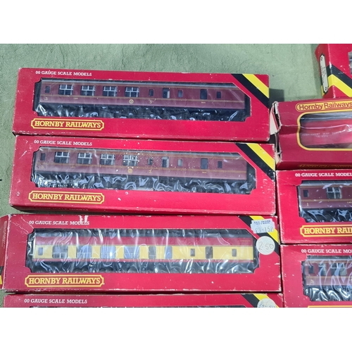 1242 - A box of boxed Hornby 00 gauge Coaches and Wagons including LMS Composite Coaches, BR Composite Coac... 