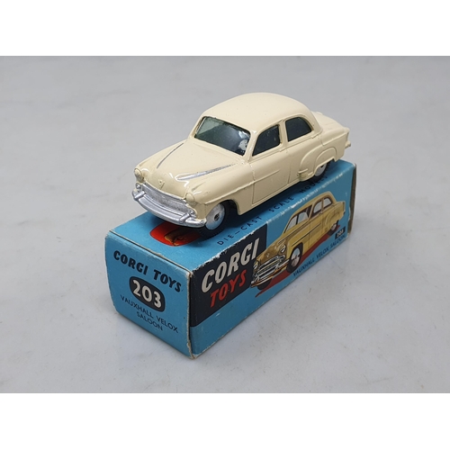1511 - A boxed Corgi Toys No.203 cream Vauxhall Velox Saloon, Nr M-M, box Ex