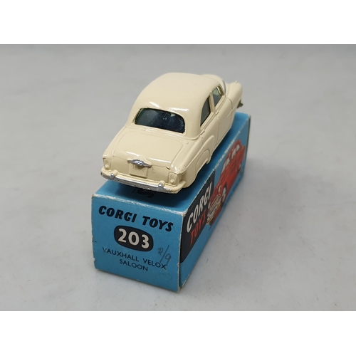 1511 - A boxed Corgi Toys No.203 cream Vauxhall Velox Saloon, Nr M-M, box Ex