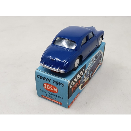 1512 - A boxed Corgi Toys No.205M dark blue Riley Pathfinder, Nr M-M, with illustrated leaflet, box Ex plus