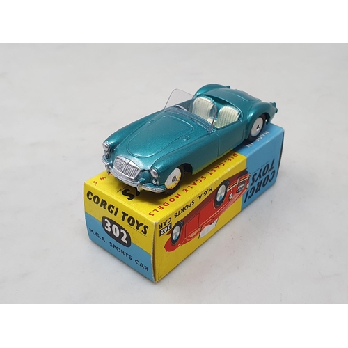 1522 - A boxed Corgi Toys No.302 metallic green M.G.A. Sports Car, M, box superb