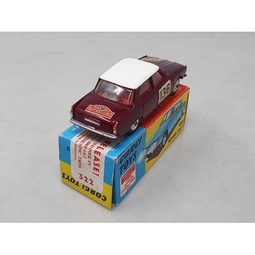 1526 - A boxed Corgi Toys No.322 Rover 2000 1965 Monte-Carlo Rally Car in over sticker box, box Nr perfect