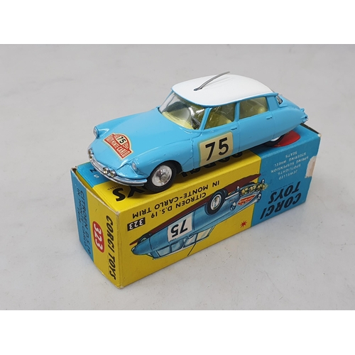 1528 - A boxed Corgi Toys No.323 Citroen D.S.19 in Monte-Carlo Trim, M, box Nr perfect