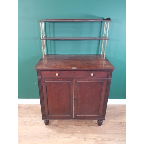 576 - A Regency mahogany Chiffonier with brass column supports, with single fitted drawer above pair of pa... 