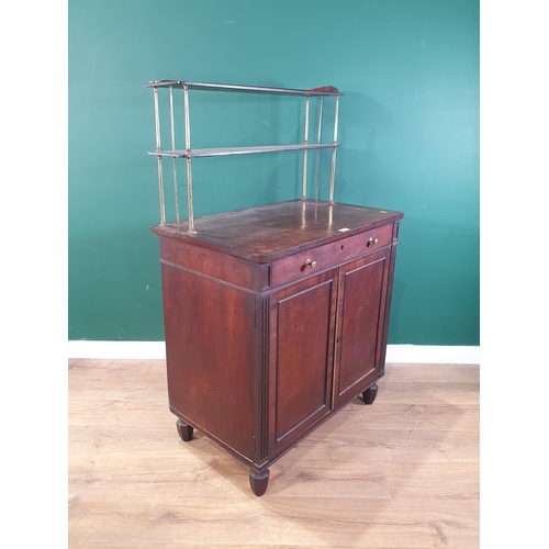 576 - A Regency mahogany Chiffonier with brass column supports, with single fitted drawer above pair of pa... 