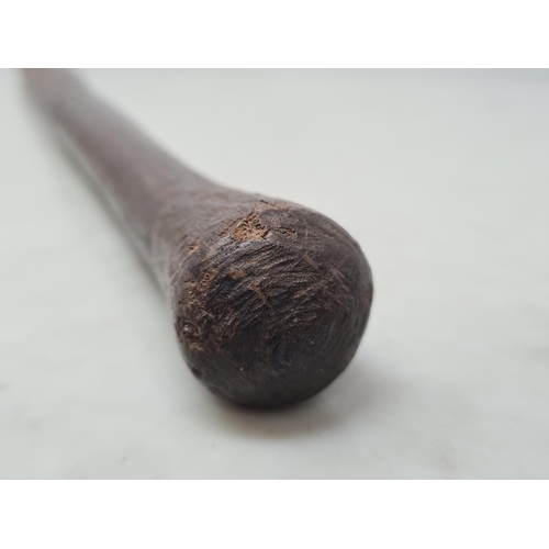 89 - An Aboriginal hardwood 'nula nula' Club with reeded and chip carving 2ft 2in L. (R2).