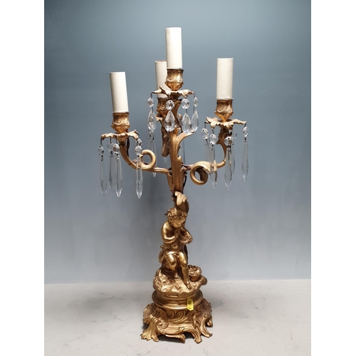 217 - A pair of gilt metal figural four-branch Table Lamps, 22in H, passed PAT, fuses removed (R11)