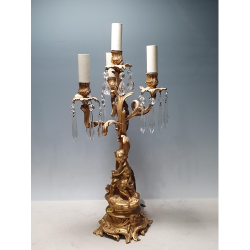 217 - A pair of gilt metal figural four-branch Table Lamps, 22in H, passed PAT, fuses removed (R11)