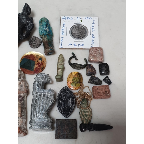 155 - A small collection of Antiquities, Artefacts and Coins of various cultures, Ancient Egyptian onwards... 