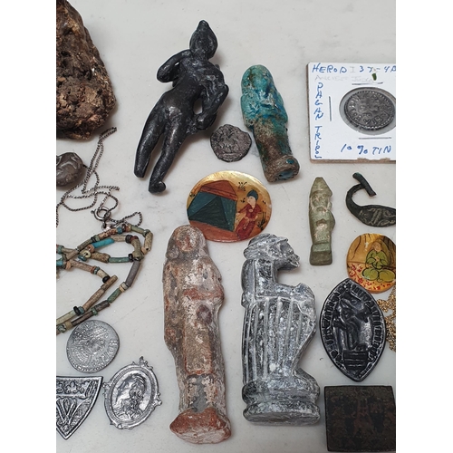 155 - A small collection of Antiquities, Artefacts and Coins of various cultures, Ancient Egyptian onwards... 