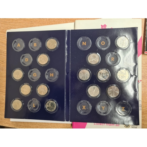 158 - A London 2012 Official 50p Sports Collection Album, complete except completer medal, along with a pa... 