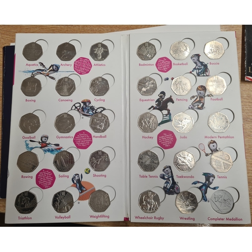 158 - A London 2012 Official 50p Sports Collection Album, complete except completer medal, along with a pa... 