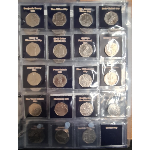 159 - A Collection of 50 pence pieces and two pound Coins, in change checker Album, to include a 2019 re-i... 